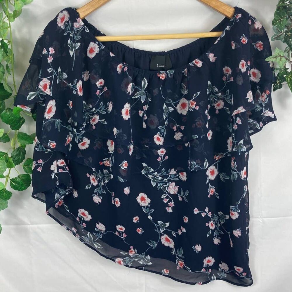 Lumiere off the shoulder angled floral top